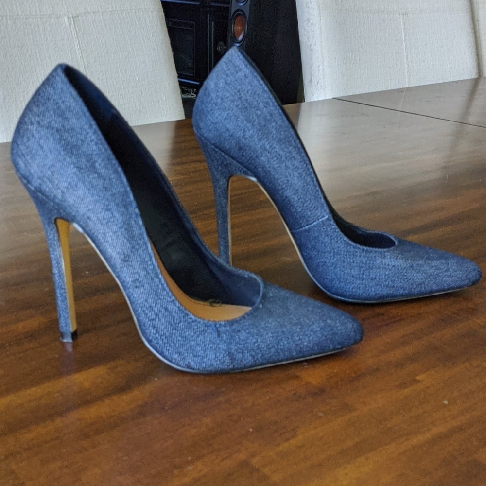 Blue Denim High Heels Sz 7